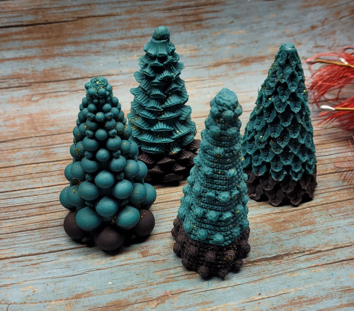 Christmas Tree Artisan Soap set with candle