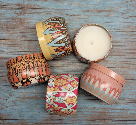 Organic Soy Wax Scented Candle, Hand-Poured, Tin Container